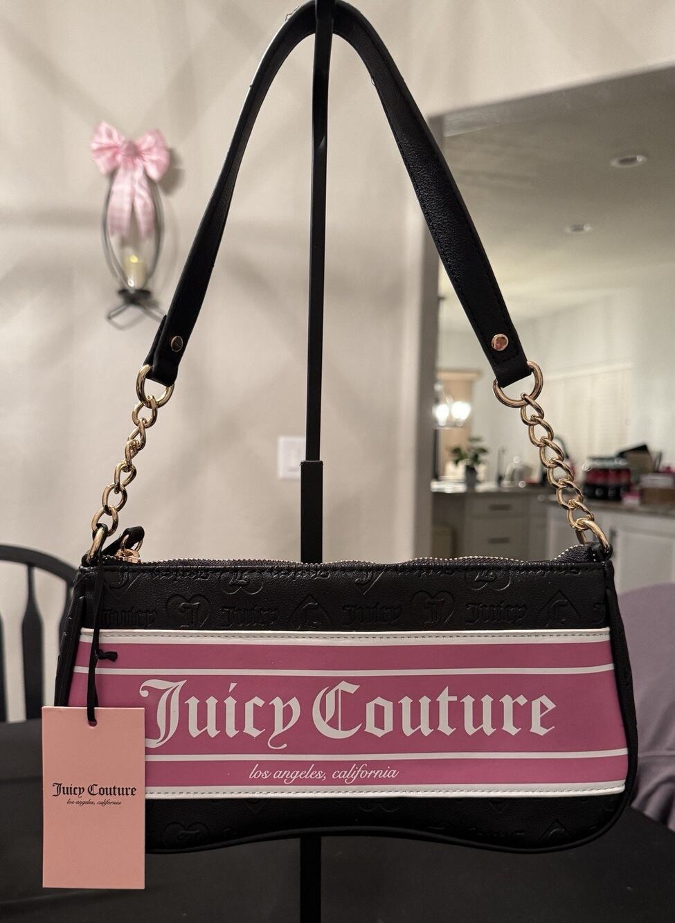 Juicy Couture Liquorice Fashionista Shoulder Bag Black/Pink New With Tags